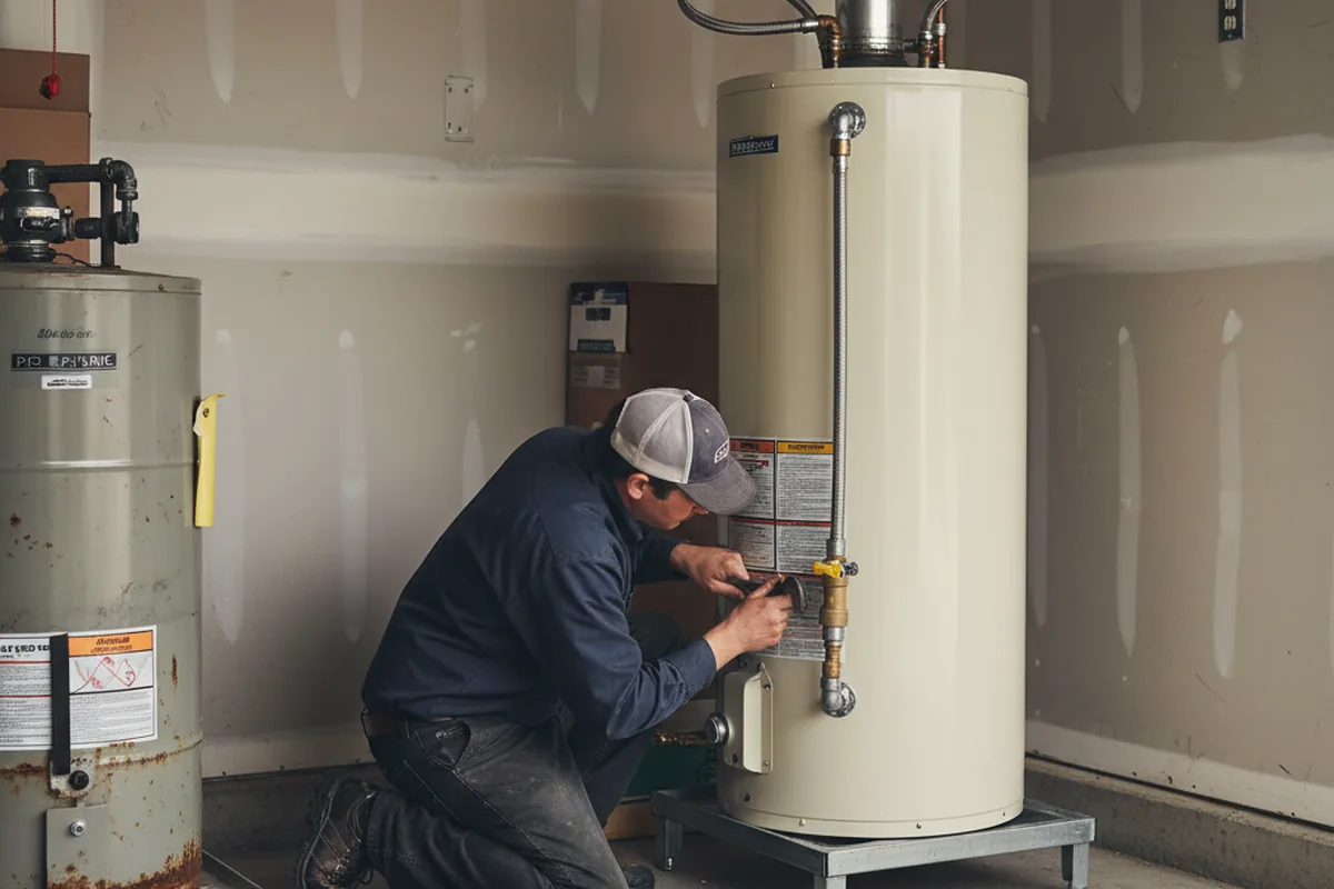 Water heater and shutoff valve replacement in Middle Island